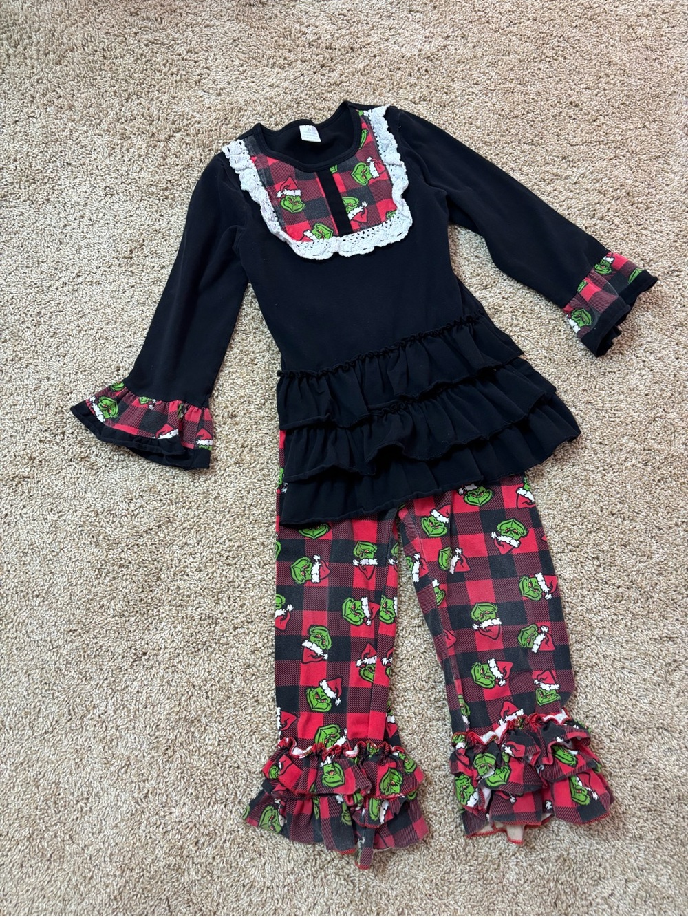 Grinch Matching Top & Bottoms with Ruffles